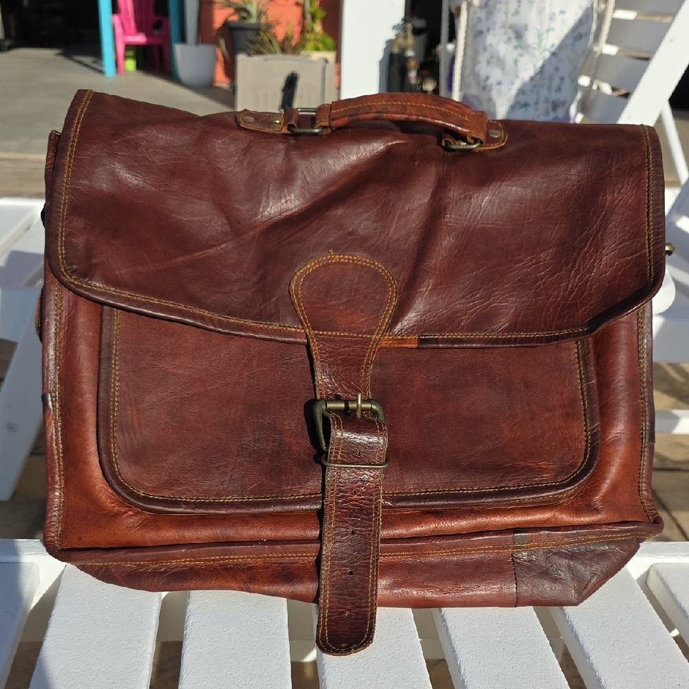 Vintage Brown Leather Satchel